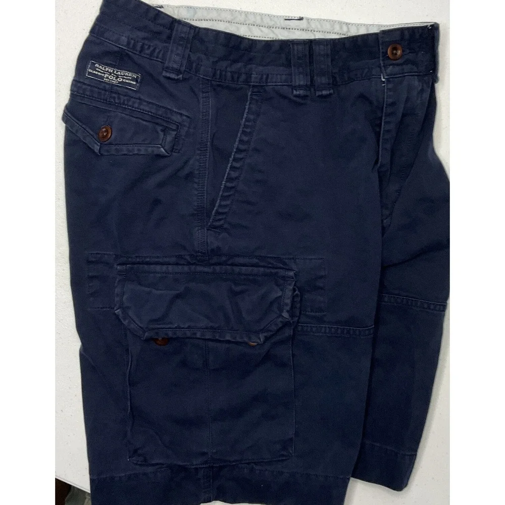 Polo Ralph Lauren Cargo‎ Shorts Heavy Cotton Pockets Navy Men Sz 29 Pony